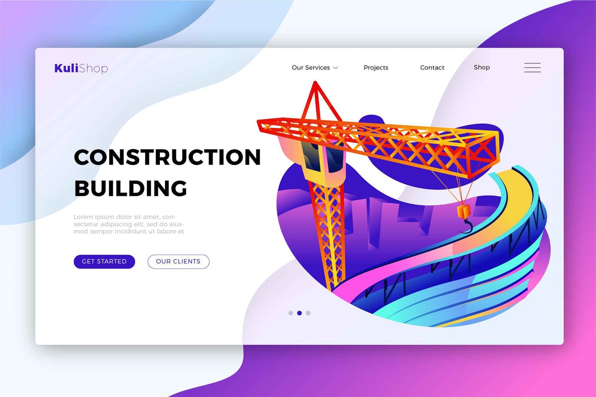 建筑行业网站设计Banner&着陆页模板 Construction Building – Banner & Landing Page插图