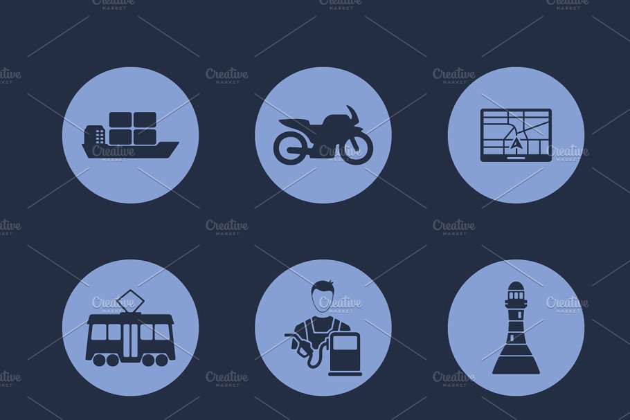 42枚简约的交通运输图标  42 transport simple icons插图(2)
