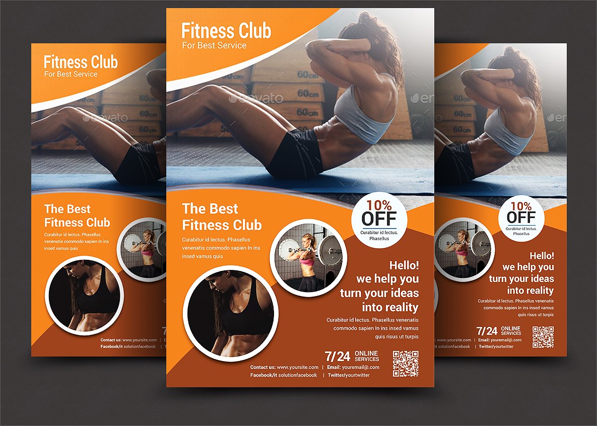 健身私教课程海报设计模板 Fitness Flyer插图