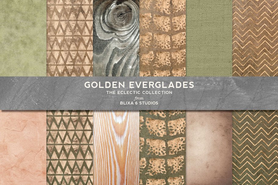 金色、沼泽、鳄鱼鳞片图案纹理 Golden Everglades Crocodile Patterns插图