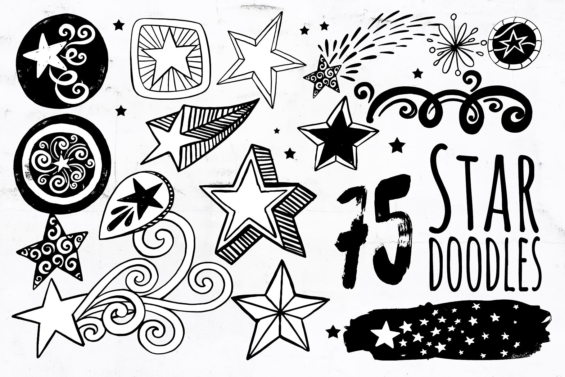 星星涂鸦图案剪贴画 Star PNG Vector, Star Doodle ClipArt插图
