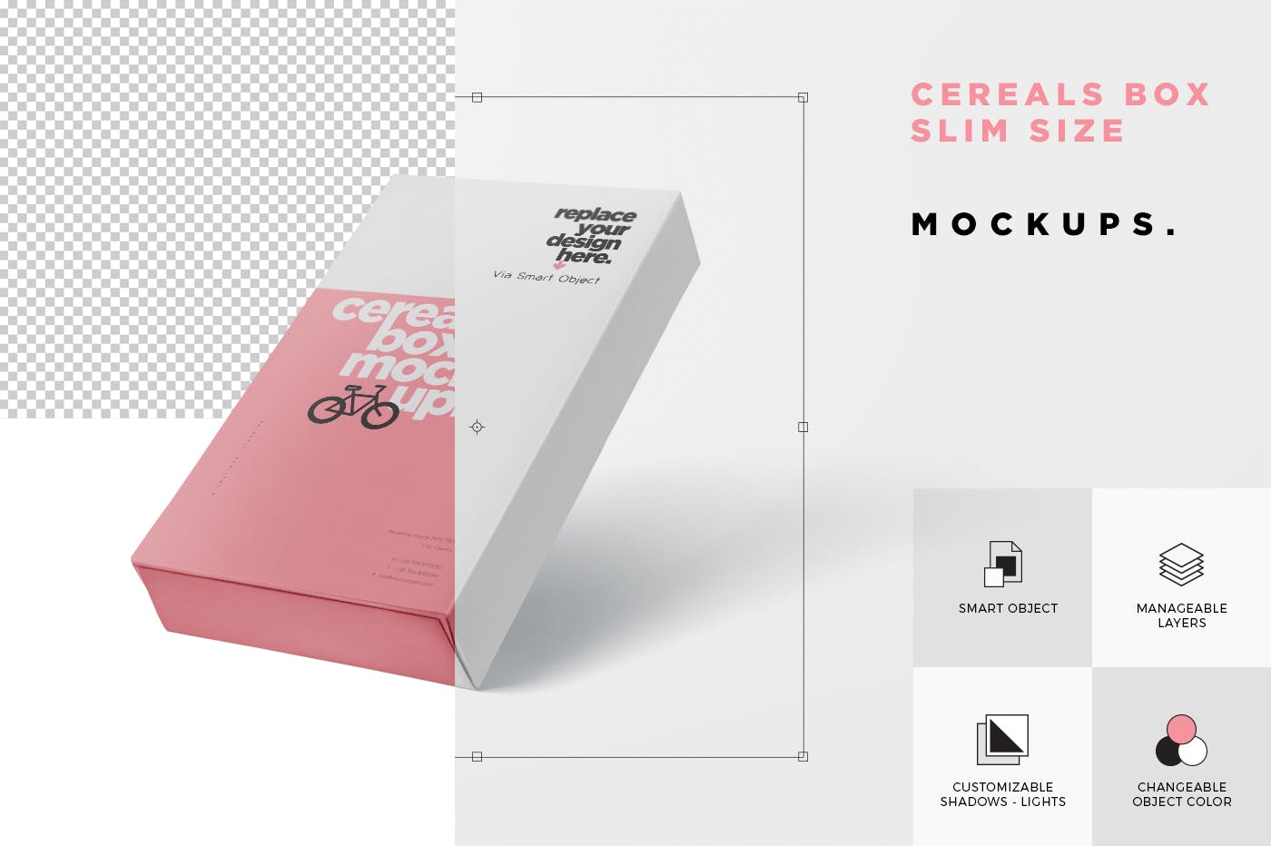 香烟/避孕套/扑克牌适用的超薄包装盒外观设计样机 Cereals Box Mockup – Slim Size Box插图(5)