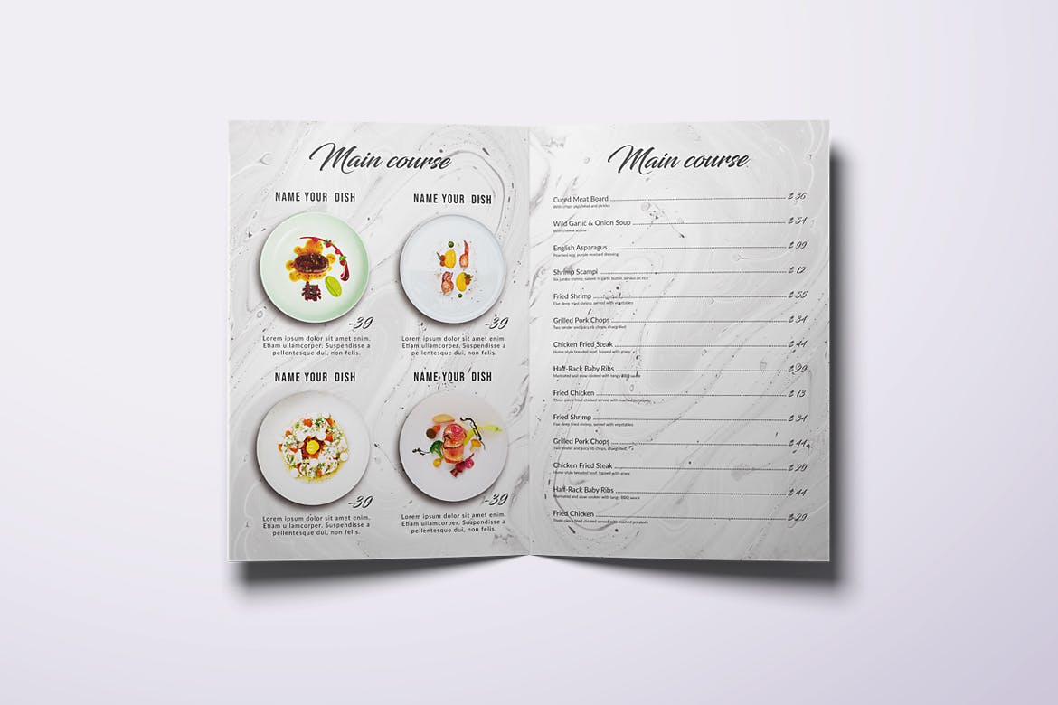 极简优雅设计风格西餐厅菜单设计模板 Minimal Elegant Food Menu Bundle插图(2)