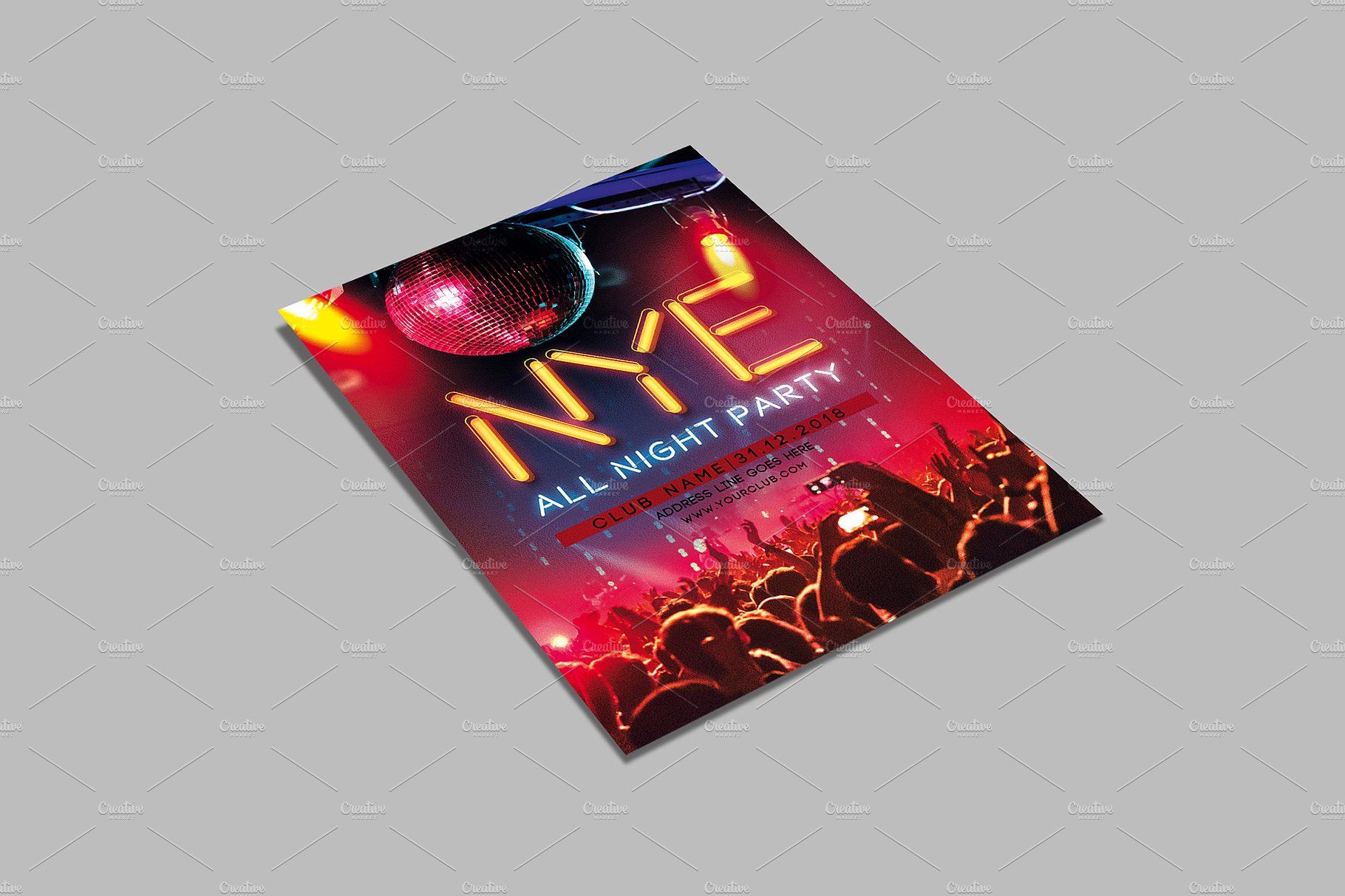 新年前夜倒计时派对海报模板 New Year Eve Party Flyer [psd]插图(2)