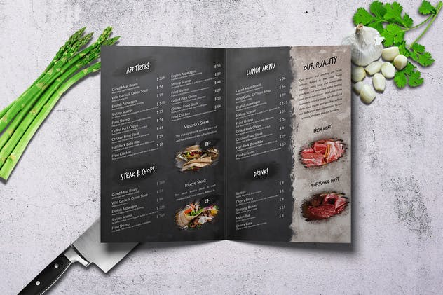 高档餐厅双折页菜单设计PSD模板 Craft Food Bifold Menu – A4 & US Letter.插图(3)