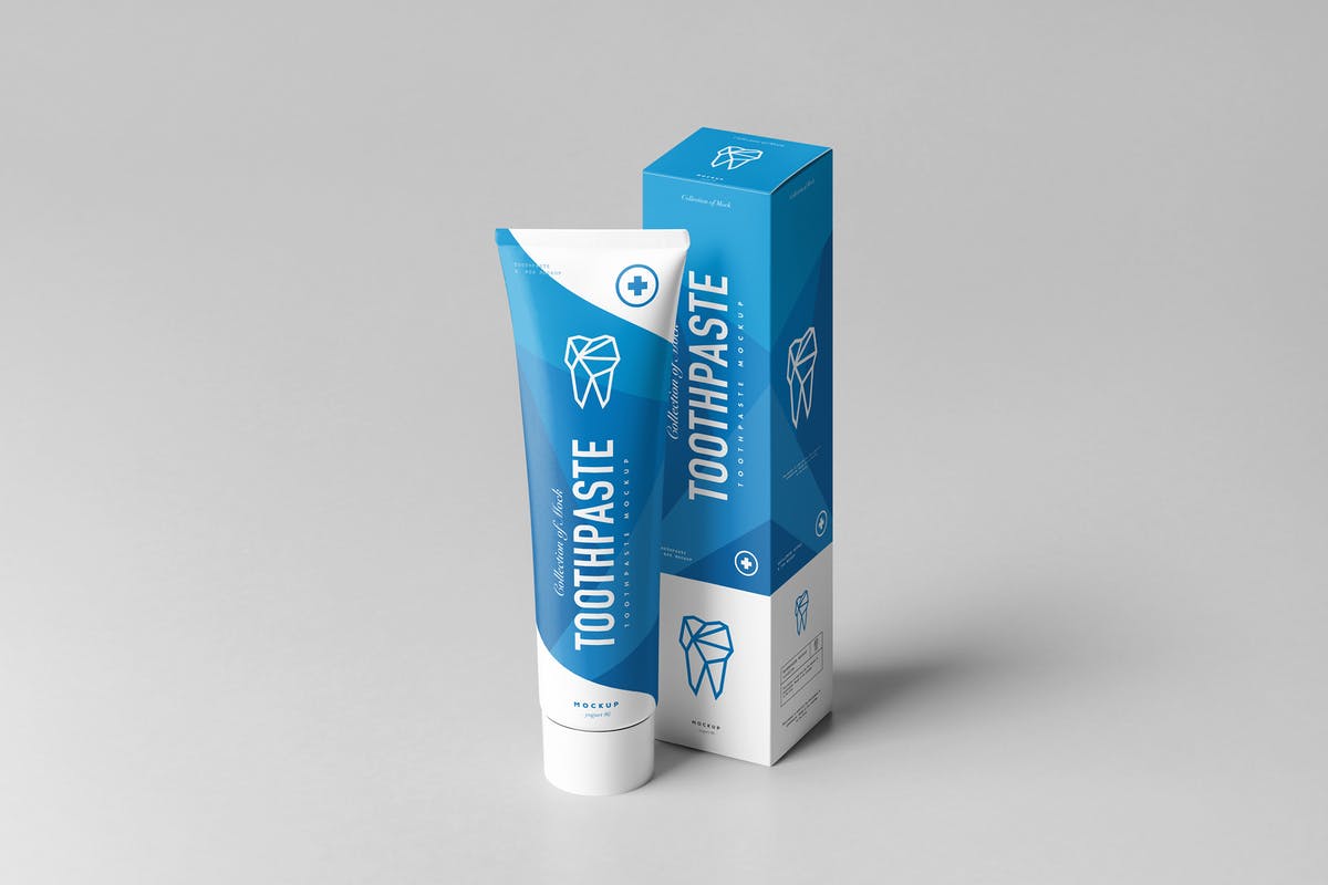 逼真的牙膏盒子包装设计样机 Toothpaste Mock-up插图