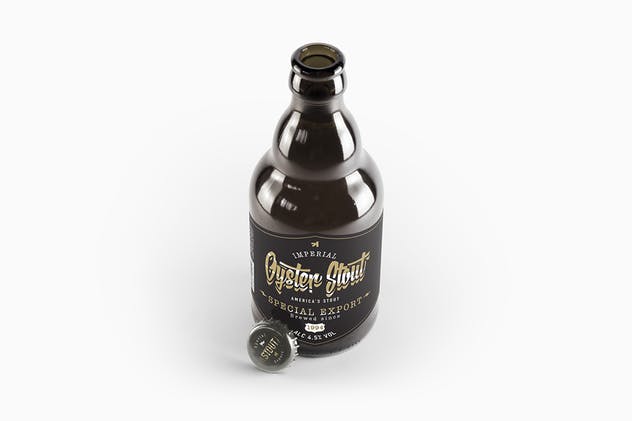 黑色啤酒瓶样机模板 Steinie Beer Black Bottle Mockup插图(9)