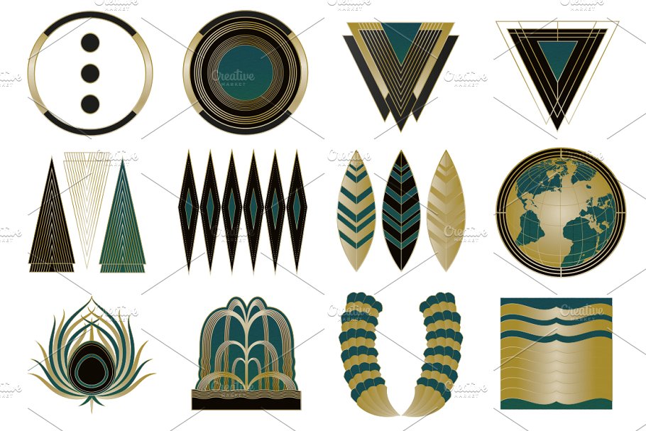 装饰艺术复古风格Logo模板 Art Deco Logos Templates插图(2)