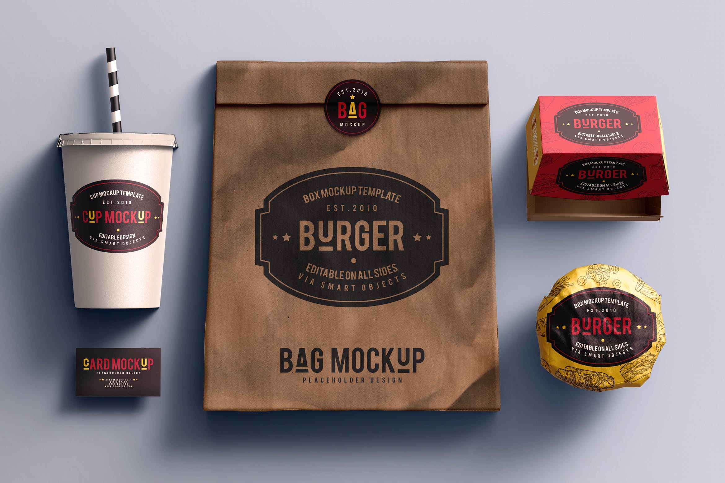 快餐品牌VI设计效果图样机模板 Fast food branding mock-up插图