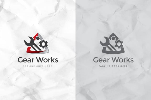 机械维修服务品牌Logo设计模板 Gear Works Logo Template插图(2)