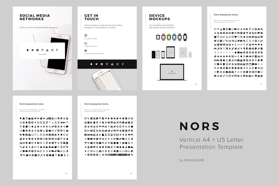 创意视觉设计品牌PPT幻灯片模板 NORS Vertical Powerpoint + 20 Photos插图(21)