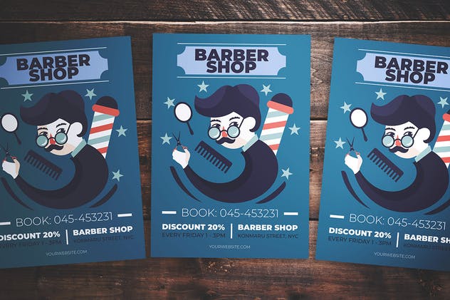 嬉皮漫画风格理发店美发沙龙促销活动海报模板 Barber Shop Flyer插图(3)