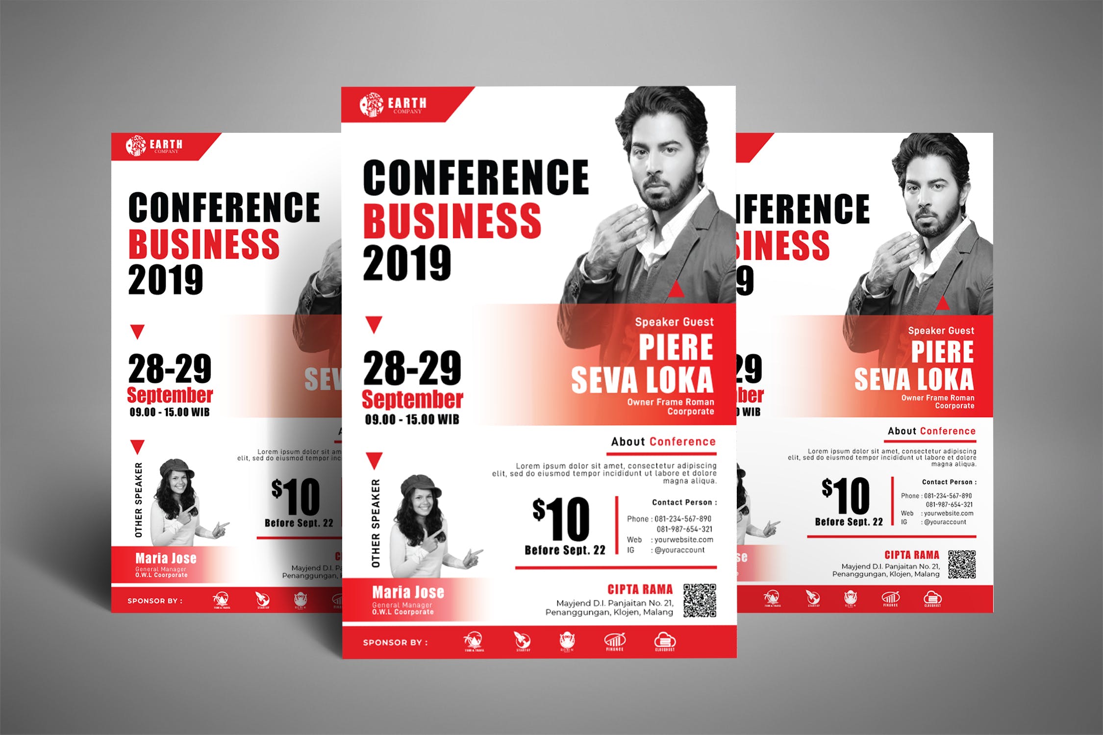 商务会议研讨会海报设计模板 Business Conference Seminar Poster插图