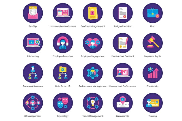 90枚人力资源主题矢量图标 90 Human Resources Icons插图(2)