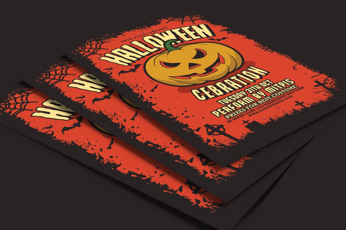 万圣节庆祝活动恶魔南瓜海报传单设计模板 Halloween Party Celebration插图(3)
