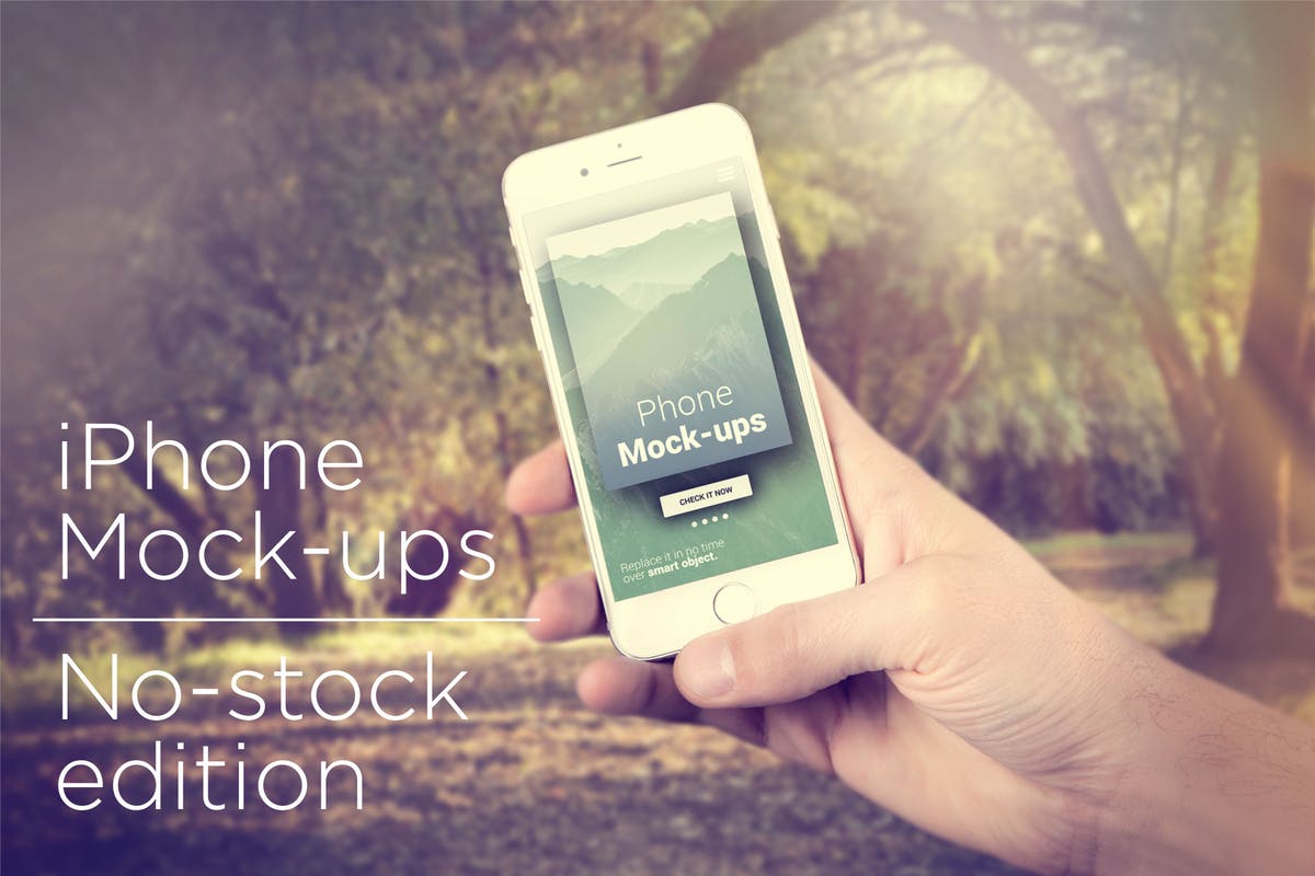 手持旧款iPhone手机样机模板 iPhone Mock-ups – No-stock edition插图