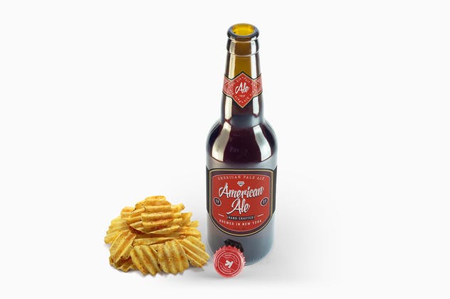 啤酒玻璃樽玻璃瓶外观保证样机 Beer Amber Bottle Mockup插图(9)