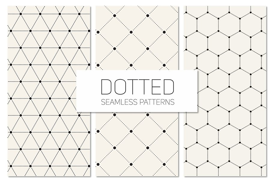 点与线的巧妙结合无缝纹理 Dotted Seamless Patterns. Set 6插图