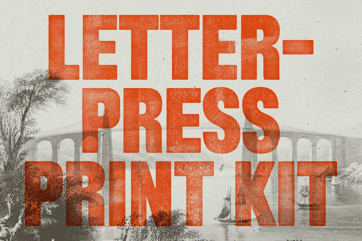 凸版文本印刷效果设计素材套件 Letterpress Print Kit插图