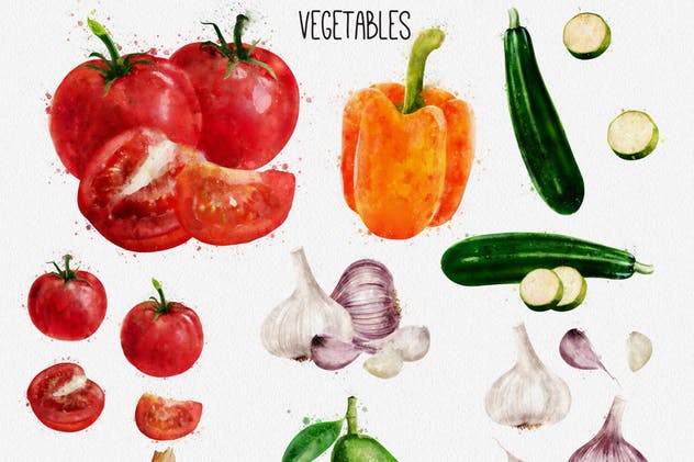 水彩水果&蔬菜插画合集 Watercolor Fruits And Vegetables插图(6)