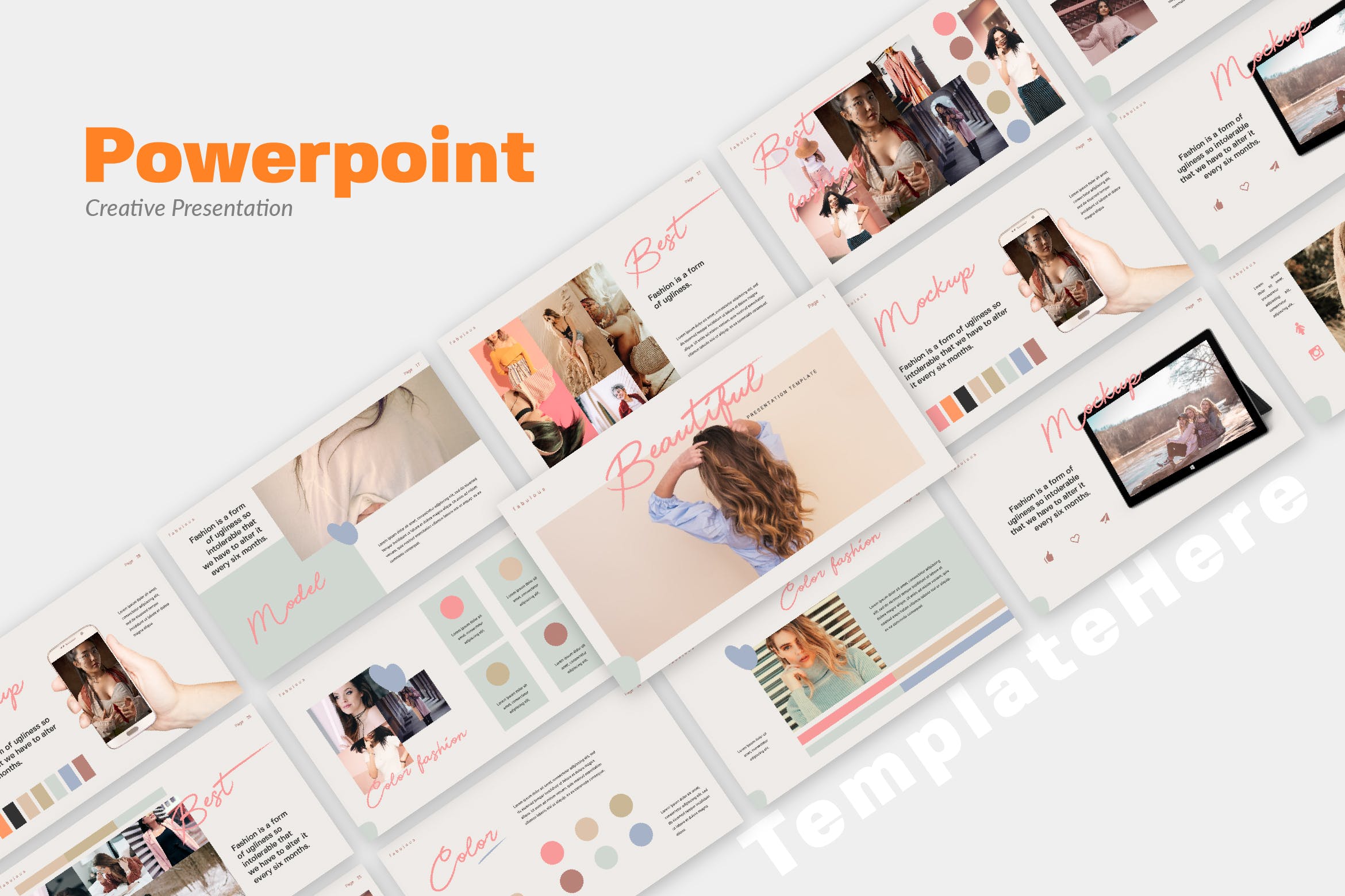 女性时尚行业适用的PPT幻灯片模板 BEAUTIFUL – Powerpoint插图