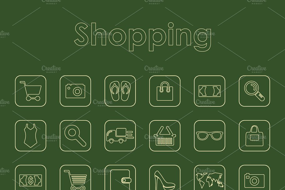25枚购物主题简约风图标 25 SHOPPING simple icons插图(1)