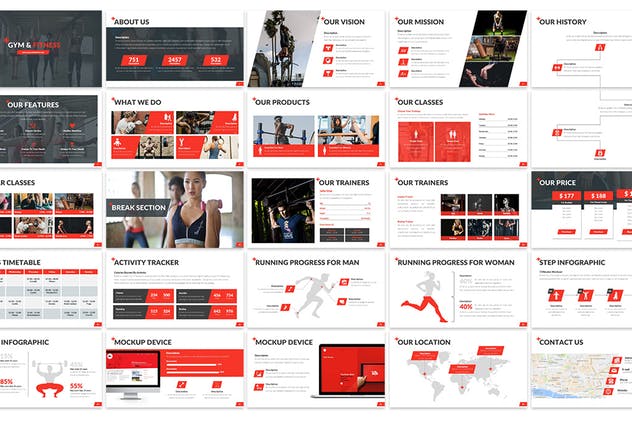 健身主题PPT模板下载 Gym & Fitness – Powerpoint Template插图(1)