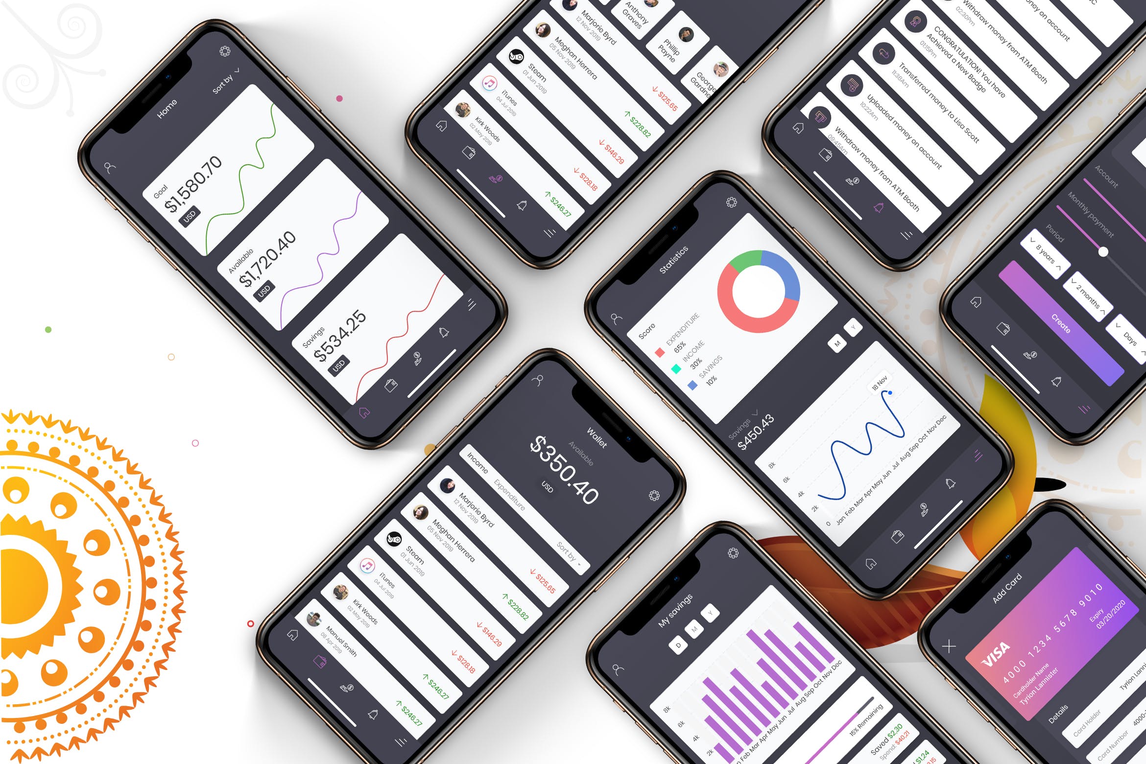 金融APP应用程序UI设计界面模板 Financial App UI Mobile Kit – H插图