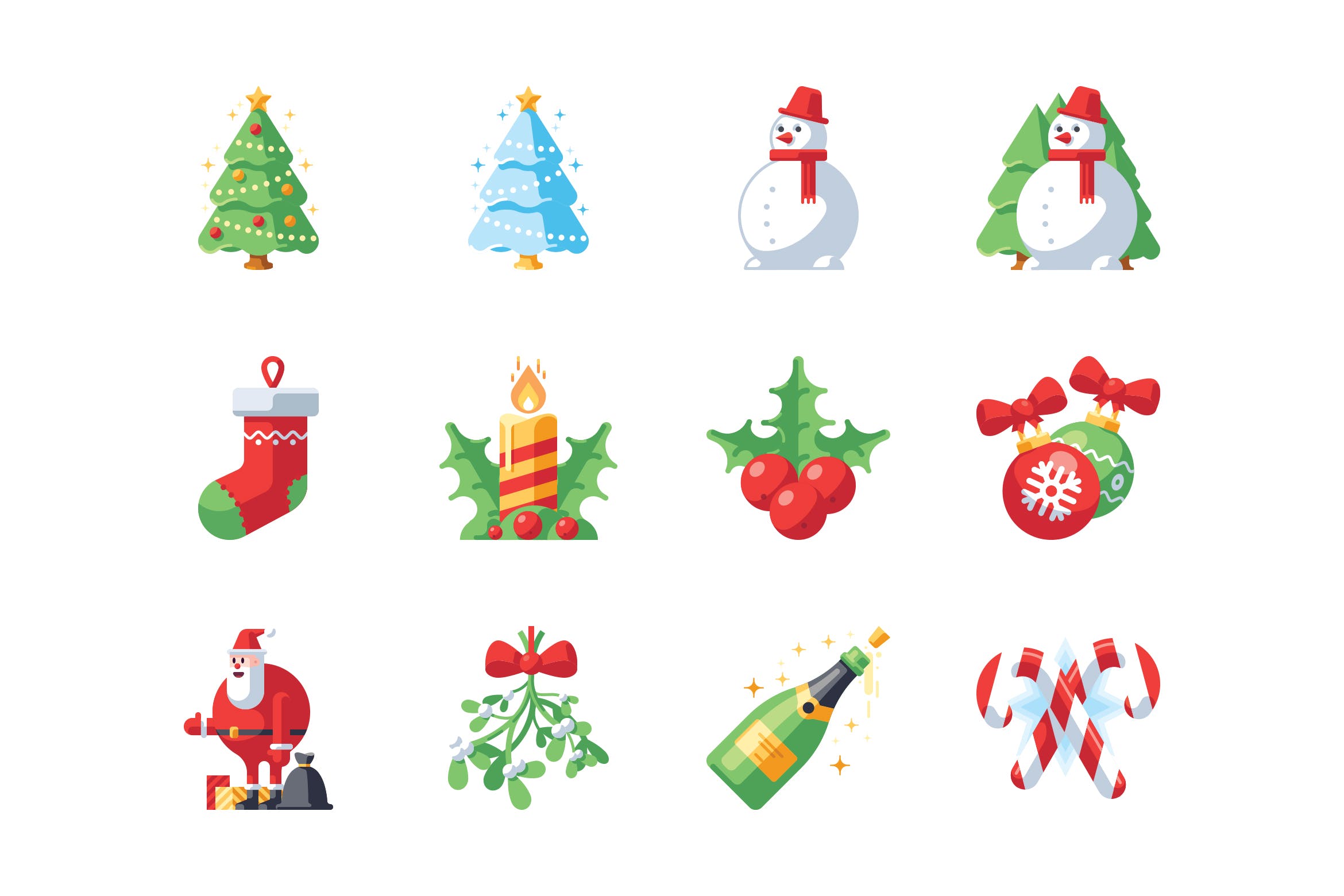 圣诞节&新年主题矢量图标素材 Christmas and New Year icon set插图