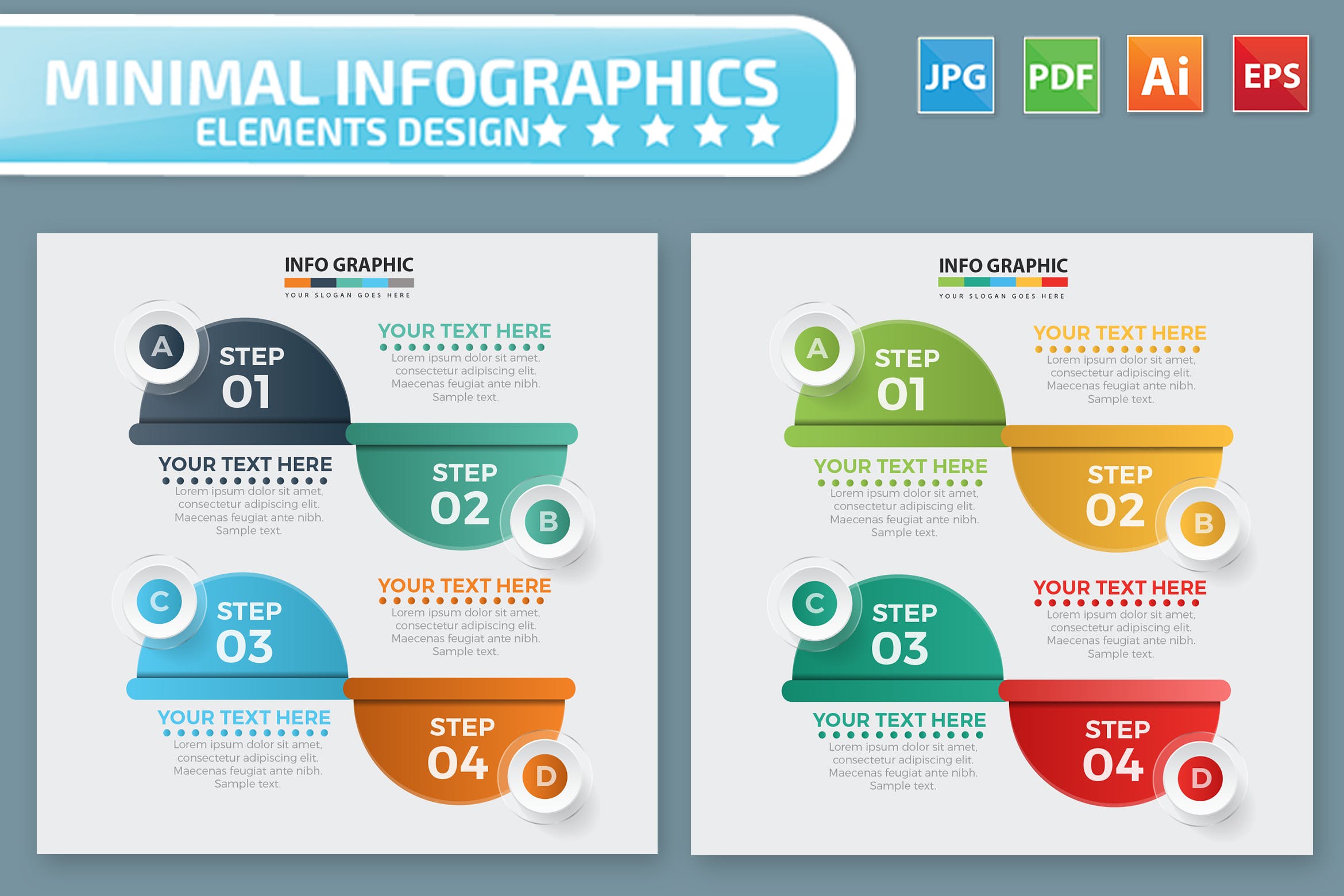 信息图表步骤设计矢量图形设计素材 Infographic Elements Design插图