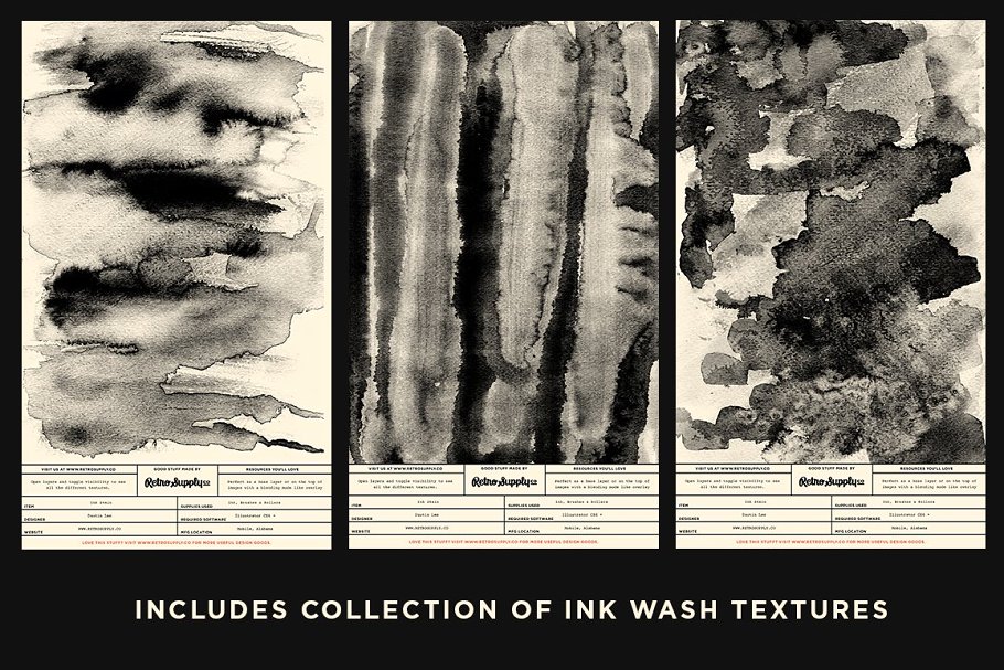 水洗墨水的魅力纹理合集[1.08GB] Dirty Ink | Ink Wash Textures插图(8)