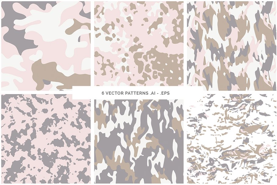 迷彩图案风格背景纹理 Camouflage Patterns + Backgrounds插图(1)