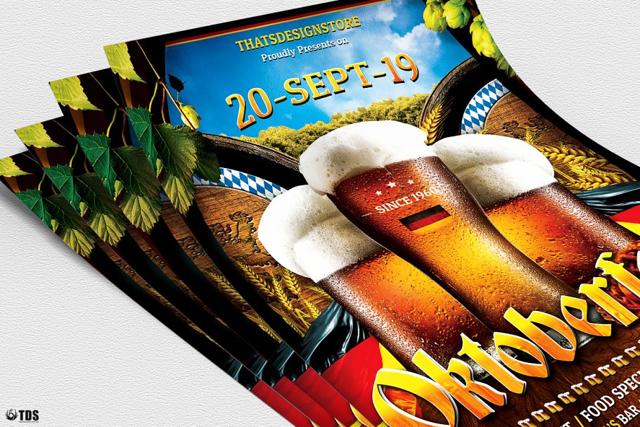 啤酒节活动宣传海报传单设计PSD模板v7 Oktoberfest Flyer PSD V7插图(4)
