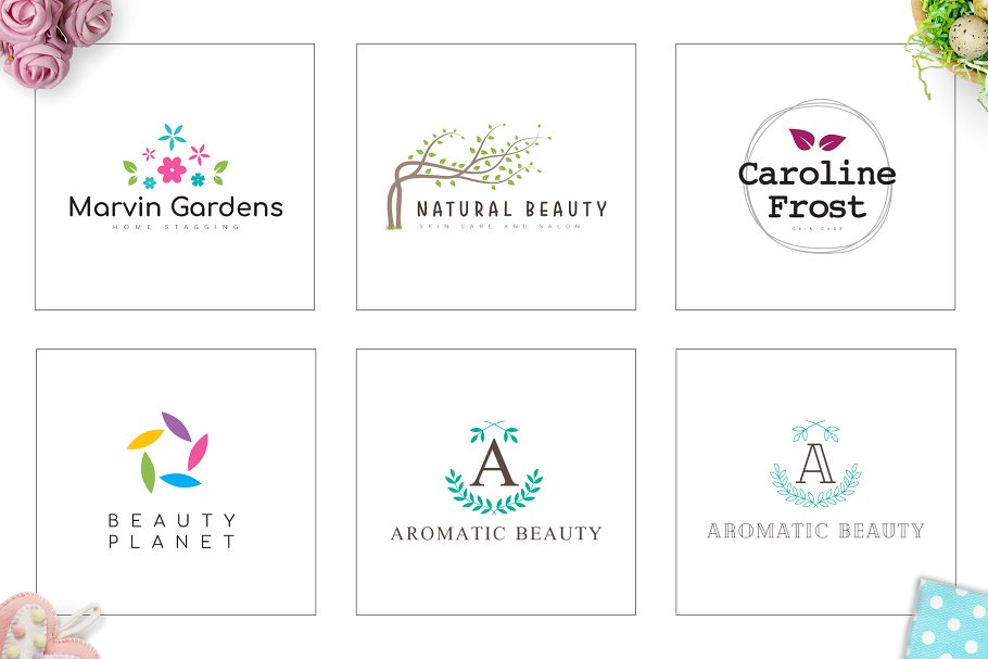 70款优雅花卉装饰标志设计模板素材 70 Elegant Floral Logo Pack插图(13)