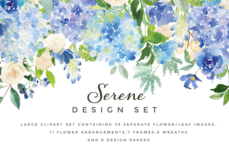 美丽的混合花卉水彩剪贴画合集[1.01GB] Watercolor Flower Graphics – Serene插图(9)