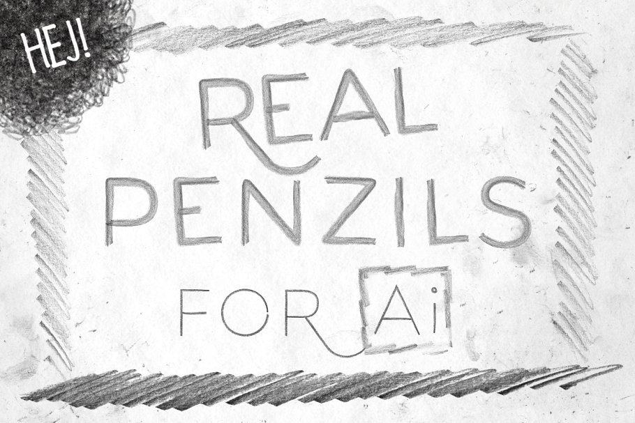 逼真铅笔笔画笔迹AI笔刷 REAL PENZILS FOR Ai插图