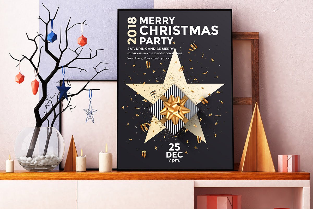浓厚节日氛围圣诞节派对活动传单海报设计模板合集 Set of 10 Christmas Party Flyer Templates插图(1)