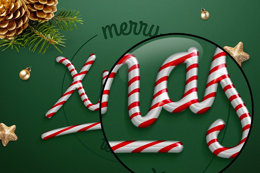 圣诞节日气氛创意海报字体PS图层样式 Christmas text effect插图(1)