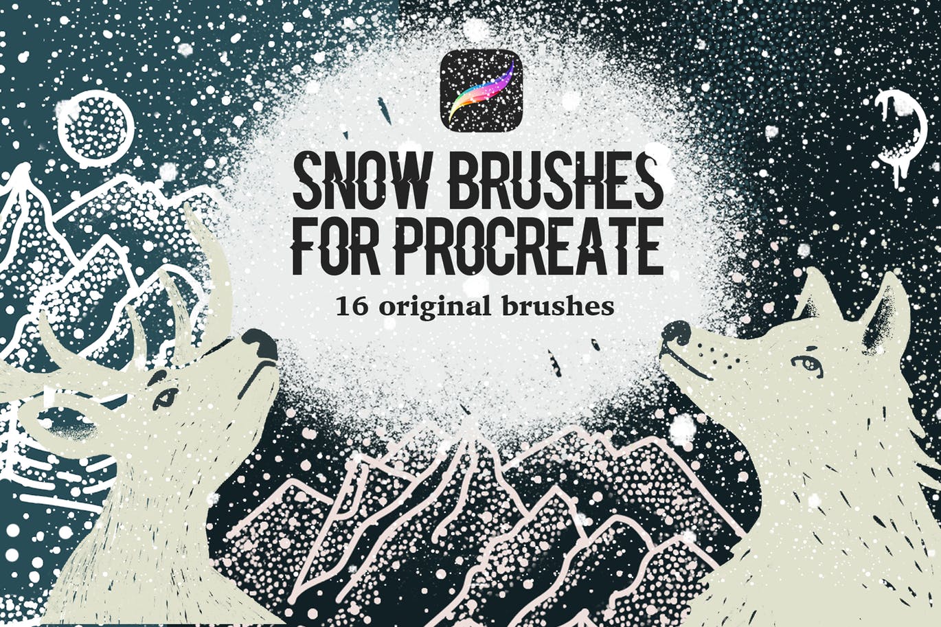 雪景手绘必备利器-Procreate雪花图案笔刷 Snow Brushes for Procreate插图