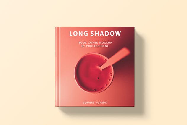 红色精装封面书本印刷品样机 Long Shadow Book Cover Mockup插图(9)