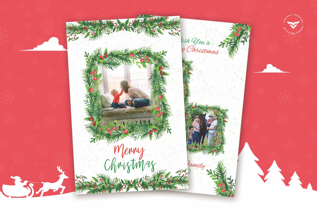 圣诞节庆祝活动贺卡设计模板 Christmas Greeting Card插图