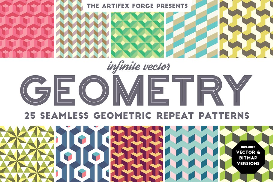 无限延伸图形矢量纹理 Infinite Vector Geometry Patterns插图