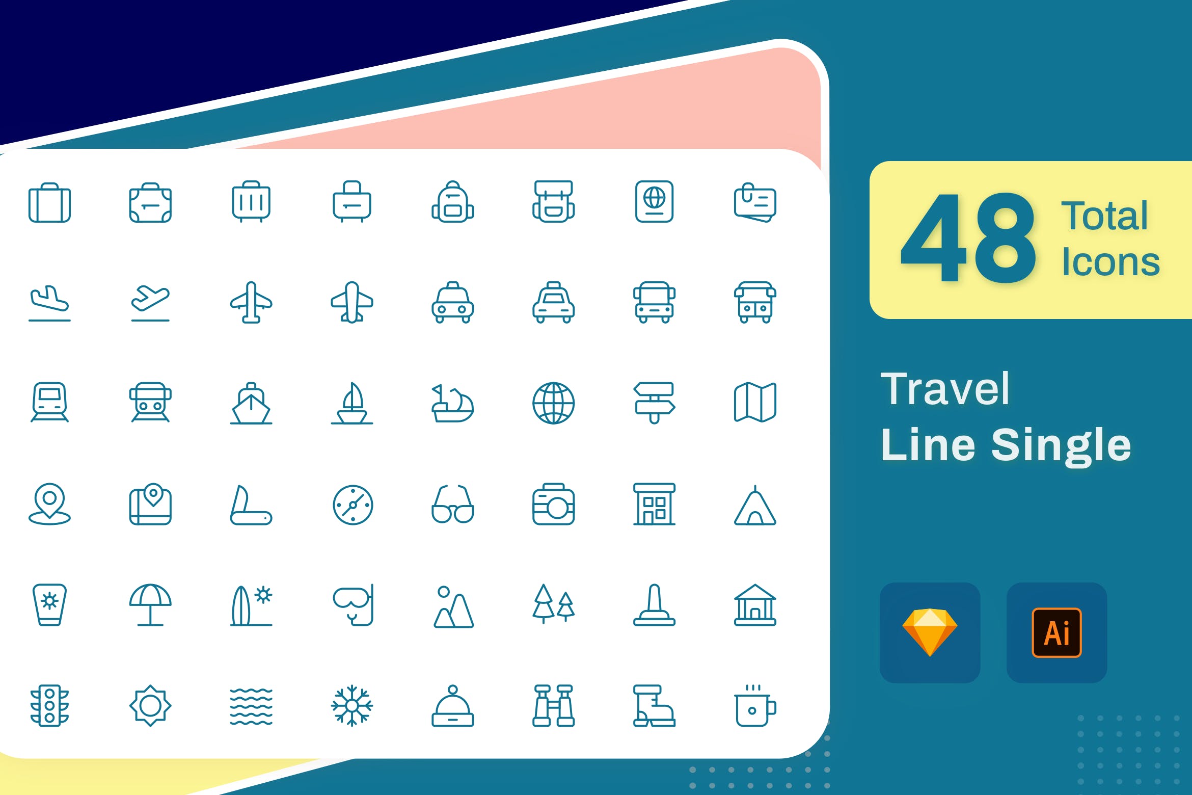 Line Senja图标系列：旅游主题矢量线性图标 Line Senja – Travel插图