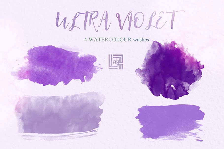 紫色水彩丁香花剪贴画 Ultraviolet watercolor lilac flowers插图(4)