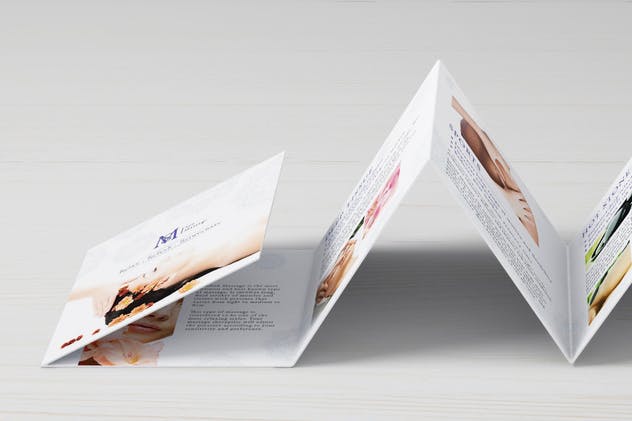 七折页方形迷你小册子印刷品样机 Square Mini Brochure Seven Panel Mockups 01插图(7)