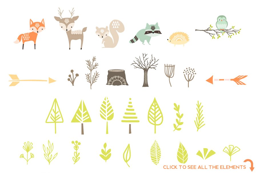 可爱的林地小动物元素 Baby Woodland Design Pack插图(10)