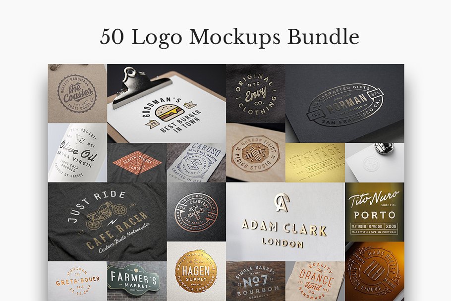 好马配好鞍：50个Logo样机套装 50 Logo Mock-Ups Bundle插图