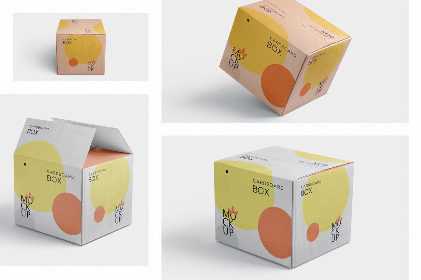 纸箱设计印刷效果图多角度预览样机 4 Cardboard Box Mockups插图(1)