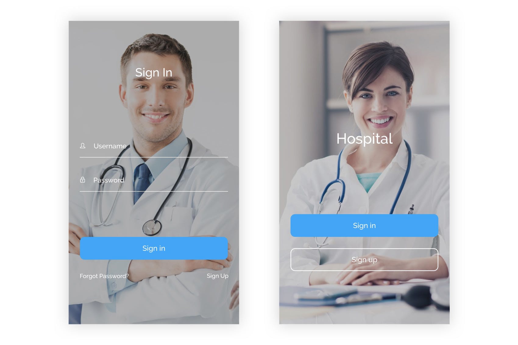 医院/健康/医疗APP应用程序UI设计套件PSD模板 Hospital – Health & Medical Mobile App (Photoshop)插图(1)