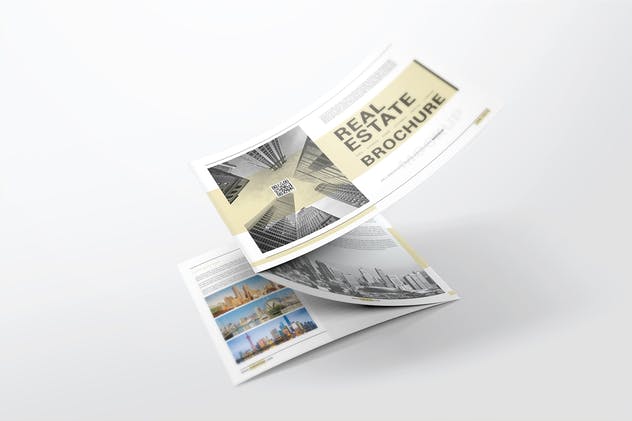 时尚简约A4三折宣传册样机 A4 Trifold Brochure Mockups插图(5)